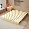 Estructura de cama plataforma tatami de madera maciza sin cabecero, transpirable y a prueba de humedad, cama baja de estilo japonés para casa de huéspedes y viviendas de alquiler