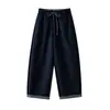Pantalones de Mujer de Estilo Otoño e Invierno, Corte Holgado, Bloques de Color Doble, Cuadros, con Cordón, de Pierna Recta, Cortos, Versátiles, Transpirables, Casuales