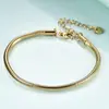 Pulsera de Cadena Serpiente Redonda de Acero Inoxidable 304 de Venta Caliente Transfronteriza Europea y Americana 3 mm Versátil Simple Pulsera de Oro de 18 Quilates Venta al por Mayor