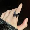 Design de Nicho Sensação Escura Estilo Borboleta Diamante Zircônia Sensação Avançada Punk Vintage Cool Tendência Anel para Dedo Indicador Feminino