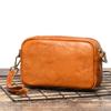 Bolso retro simple para hombre de cuero curtido vegetal bolso de hombro de moda de piel de vaca bolso cruzado moderno de cuero genuino bolso cuadrado pequeño para mujer bolso panecillo