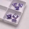 Zircón Morado Claro Cambia a Color Azul Lavanda, Pendientes de Piedra Suelta de Zircón Cuadrado Corte Princesa, Anillos, Accesorios, Piedras Preciosas