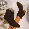 2026 Nuevas Botas Martin de Mezclilla Retro para Otoño/Invierno de Exportación con Punta, Estilo Occidental Británico que Aumenta la Altura para Mujer
