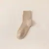 Calcetines Gruesos de Rizo para Mujer, Calcetines de Media Pantorrilla, Calcetines Deportivos de Color Sólido de Verano con Base de Toalla, Amortiguadores, Absorbentes de Sudor, para Pareja, Calcetines Cálidos para Hombre