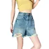 Shorts de mezclilla para mujer talla grande 5XL, rotos, con dobladillo irregular deshilachado, verano 2026, delgados, línea A, holgados, que cubren la cadera, hot pants