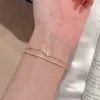 Pulsera Estrella Brillante, Pulsera de Lujo Ligero de Nicho de Gama Alta, Estilo Simple, Temperamento Exquisito, Versátil para el Día a Día, Pulsera de Doble Capa