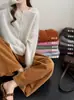 Cárdigan de punto Hongmi Apparel/ Modelo 2677 estilo coreano, corte holgado, cuello redondo, color caramelo, manga larga para mujer, un suéter adelgazante