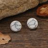 Pendientes nuevos de estilo étnico, pendientes de piedra de pino, pendientes de cristal redondos de aleación de zinc retro de mármol de estilo coreano, joyería