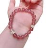 Pulsera de Cristal de Fresa Natural Cristal de Fresa Hielo Cuentas Diseño Sensorial con Cuentas de Diamante Cuentas Redondas de Cristal Blanco Pulsera Regalo