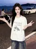 Camiseta Estampada Tie-dye de Manga Curta, Algodão 100%, Estilo Retrô, Personalidade, para Homens e Mulheres, Verão, Solta, Gola Redonda, Top para Casal, ins