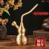Cachimbo de Latão, Cachimbo para Fumar Estilo Tradicional Bai Fu, Cachimbo de Alta Qualidade, Reto de Duas Vasos, Cachimbo de Metal com Filtro de Quatro Usos