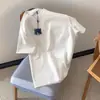 Camiseta branca de algodão com gola redonda, modelagem solta, manga curta, top básico liso para o verão, plus size