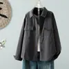 Foto Real de Camisas Listas para Mujer, Estilo Coreano de Manga Larga, Ropa Casual de Trabajo, Nuevo Estilo, Camisas Holgadas, Chaquetas Finas para Personas Pequeñas