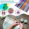 Conjunto de Crochê com 38 Peças, com Agulhas de Crochê Coloridas de Liga de Alumínio de Cabeça Única, Kit Completo de Ferramentas de Tricô DIY e Marcadores de Pontos