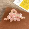 Pinza para el cabello coreana de ácido acético con flor estéreo y pedrería, hermosa y elegante, pinza de tiburón para la parte posterior de la cabeza, pinza de agarre de alta gama para mujer