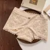 Cueca Boxer Feminina de Renda Floral Estilo Japonês, Algodão Puro Classe A, Cintura Média, Confortável, Não Aperta, Antibacteriana, Gancho Estendido, Tamanho Plus
