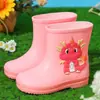 Botas de chuva infantis dinossauro de desenho animado botas de chuva para bebê impermeáveis calçados externos para meninos e meninas de 2 a 7 anos sapatos aquáticos fofos galochas curtas