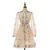 Vestido Ropa Mujer Femenino Shopify Cordón Mangas Acampanadas Vestido Brillante Lujo Silencioso Estilo Europeo y Americano
