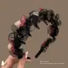 Faixa de Cabelo Preta Ondulada com Pedrarias e Tela para Mulheres, Adequada para Uso Diário, Faixa de Cabelo de Coroa Alta Que Não Achata o Cabelo, Acessório de Cabelo