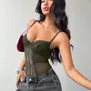 Camisole corset AYJ estilo novo europeu e americano transfronteiriço, cor sólida, retalhos de renda, top de sutiã sexy de corte justo para usar por dentro e por fora