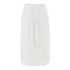 Falda midi casual deportiva de cintura alta con cordón, color liso, nueva moda de otoño, versátil, corte ajustado, línea A