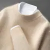 Suéter Premium de Cachemir con Cuello Medio para Hombre, Corte Holgado, Nuevo Estilo Otoño e Invierno 2026, Suéter Básico Casual de Punto de Lana