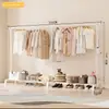 Arara de Roupas de Chão, Espessada e Robusta, Cabide Móvel para Quarto, Arara Retrátil Simples para Varanda