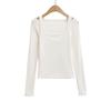 Sy9184-25 Otoño Nuevo Estilo Coreano Deseo Puro Chica Caliente Diseño Modificado Falso Dos Piezas Camiseta de Manga Larga