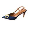 Estilo Casual Francés Realzando y Adelgazando Punta Afilada Zapatos de Tacón de Aguja Primavera y Otoño Nuevo Estilo Versátiles Sandalias de Mezclilla de Tacón Alto
