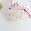 Monedero de lunares estilo coreano Ins, Bolsa pequeña portátil con cordón, Bolsa de almacenamiento multifuncional, Bolso de mano exquisito de alto valor para mujer