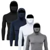 Ropa de entrenamiento de ciclismo para exteriores de talla europea y americana, alta elasticidad, secado rápido, protección solar, manga larga, con capucha, cuello alto, ajustada.