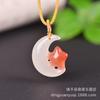 Pendente Popular Xiaohongshu de Seda Dourada, Flor de Pessegueiro de Jade, Fecho de Nuvem, Amuleto da Paz Flor de Pessegueiro Rosa, Pingente de Jade