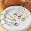 Kajia One Círculo Un Diamante Doble Cadena Pulsera de Un Solo Diamante Acero de Titanio Dorado Nuevo Pulsera para Mujer traje Collar Nueva Joyería