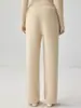 Pantalones de pierna ancha 100% cachemira pura de cintura alta, fluidos, para mujer, otoño e invierno, sueltos, de punto recto, casuales, hasta el suelo