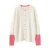 ¡Gran Reducción de Edad! Suéter Jacket de Cashmere para Bebé de Punto con Cuello Redondo y Color Contrastante, Suéter Cardigan Básico para Mujer para Otoño e Invierno