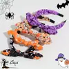 Diadema de Nueva Moda Transfronteriza con Estampado de Calavera de Halloween Diadema Creativa de Telaraña Fantasma con Lazo Tocado