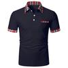 Camisa Polo a Cuadros Bloque de Color con Bolsillo de Botón para Hombre de Manga Corta, Cuello Puntiagudo, Corte Holgado, Comercio Exterior Transfronterizo de Amazon Europeo y Americano