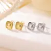 Yilu Prata S925 prata pura banhada a ouro estilo coreano moda personalidade quadrado geométrico brilhante simples brincos de uso diário joias de prata