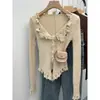 Suéter de Punto con Borlas, Cuello en V, Ajustado, Dulce y Único para Otoño e Invierno, Prenda Interior para Mujer