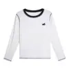 Top Bordado de Manga Larga con Bloques de Color y Cuello Redondo Sencillo, Estilo Primavera, Camiseta Holgada Adelgazante para Mujer Talla Grande 65551