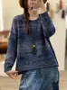 Otoño 2026 Transfronterizo Nuevo Hilo de Algodón Retro Holgado Degradado Cuello Redondo Simple Versátil Informal Jersey Tejido Mujer