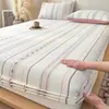 Juego de Sábana Bajera Ajustable de Algodón Puro Lavado Jacquard Pieza Única 100% Algodón Funda de Sábana Protector de Colchón Juego de Tres Piezas