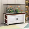 Mueble Inferior para Acuario Madera Maciza Tablero de Partículas Base de Hierro Forjado Cerrada Mueble de Piso Aleación de Aluminio Gabinete de Carga Soporte para Acuario
