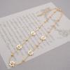 Set de Collar de Perlas de Flores Pequeñas Transfronterizo para Mujer Cadena de Acero Titanio Pulsera Aretes Tobillera Set de Cuatro Piezas Collar de Cuentas de Miyuki