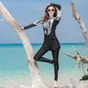 Nuevo Traje de Buceo Coreano para Mujer de Manga Larga Traje de Baño Medusa Dividido Cremallera Pantalones con Protección Solar Traje de Snorkel Delgado