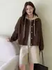 Cárdigan de Punto de Lana Doble Cara con Capucha Desmontable para Mujer 2025 Otoño e Invierno Nuevo Versátil Holgado Casual Chaqueta Suéter Moderna