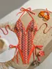 Traje de Baño Sexy de una Pieza para Mujer, Estilo Nuevo Europeo y Americano 2026, con Cordones, Huecos y Jacquard, Bikini, Traje de Baño, Artículo Popular Transfronterizo