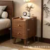 Mesita de noche ultraestrecha estilo madera natural, 20-40 cm de profundidad, para dormitorio, pequeño mueble de almacenamiento para al lado de la cama