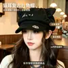 Gorro Octagonal con Orejas de Gato para Mujer Otoño Invierno Japonés Dulce Fresco Bordado Boina Hace que la Cara se Vea Más Pequeña Celebridad de Internet Orejas Lindas Boina