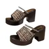 Sandalias Cuadradas Elegantes de Moda Talla Grande Nuevo Estilo Zapatillas de Tacón Grueso Comercio Transfronterizo Zapatillas de Tacón Alto